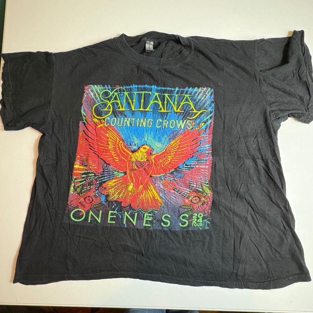 Santana Counting Crows Oneness Tour 2024 Band Tee Black Mens XL